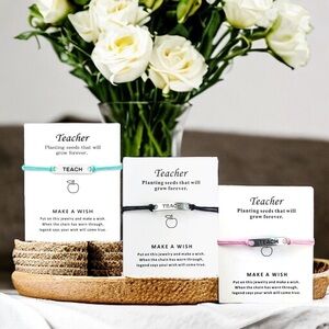 Teacher Appreciation Wish Bracelet - Choose Your Color, NWT Educator Gift